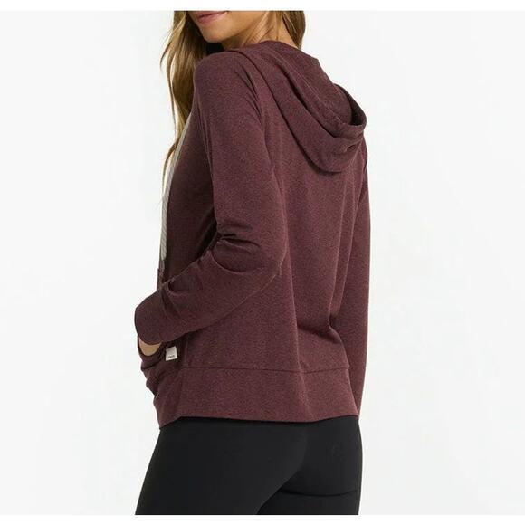 Vuori Halo Performance Long Sleeve Full Zip Hoodie 2.0 Ruby Heather Maroon XL - Picture 2 of 9